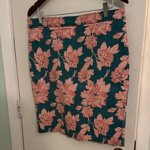 J Crew Floral Pink and Green Skirt